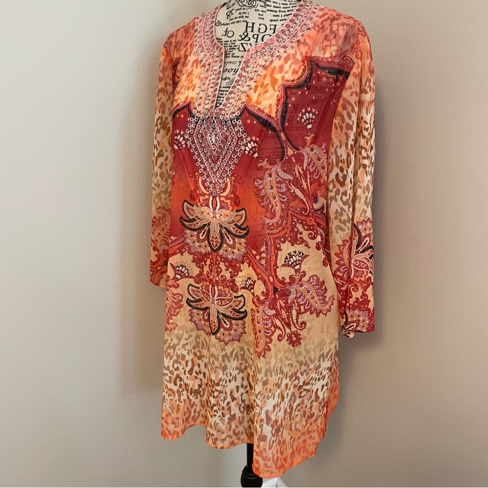 NWOT Chico's Embellished Summer Tunic Top